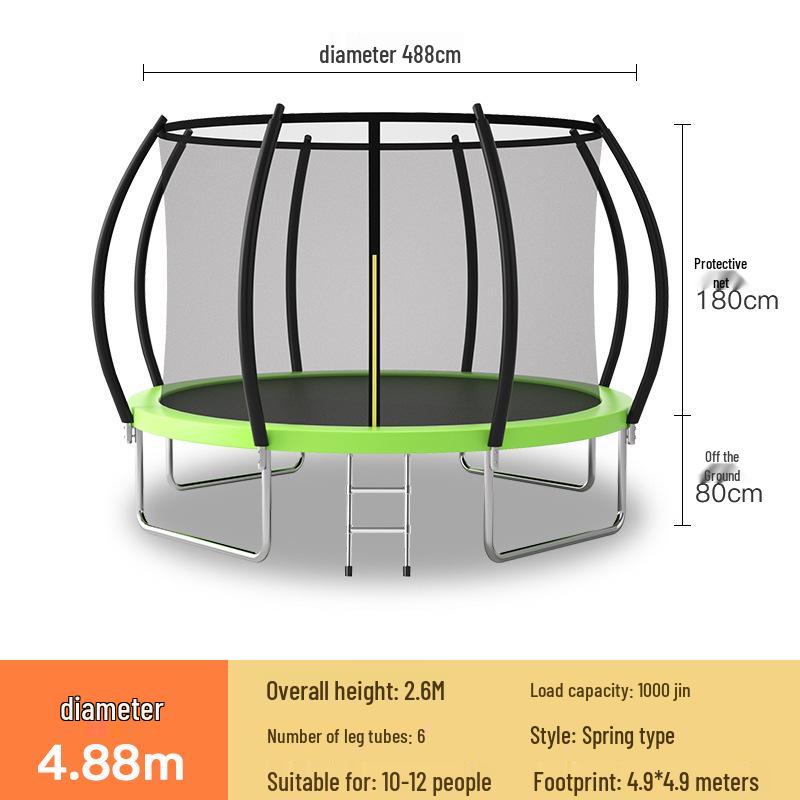 Indoor/Outdoor Kids Fitness Trampoline - Large Round Bouncing Bed for Home and Commercial Use