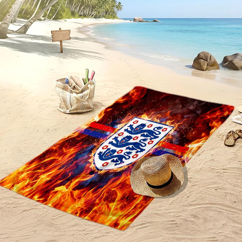 England Fußball Print Strandtuch Schnelltrocknend Super Saugfähig Weiches Badetuch für Schwimmen Strand Reisen Fan Souvenir Geschenk