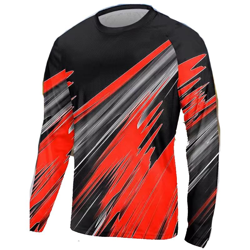 Men's T-Shirt Comfortable Color Graffiti Pattern Long Sleeve Summer Design 100%Polyester Suitable for Outdoors Round Neck