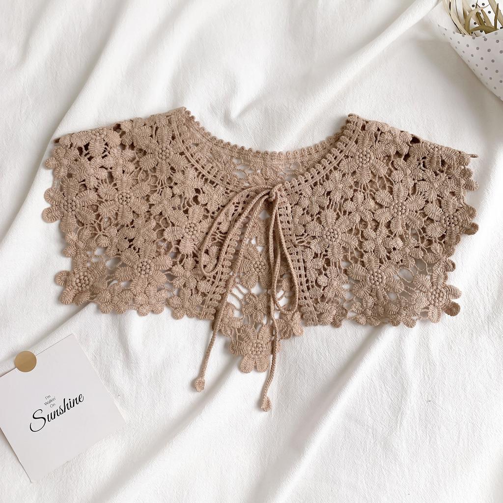 Vier Jahreszeiten Spitze Gestrickt Gehäkelt Hohl Falscher Kragen Damen Kleiner Schal Dekorativ Damen Kleidung Accessoires Abnehmbarer Kragen
