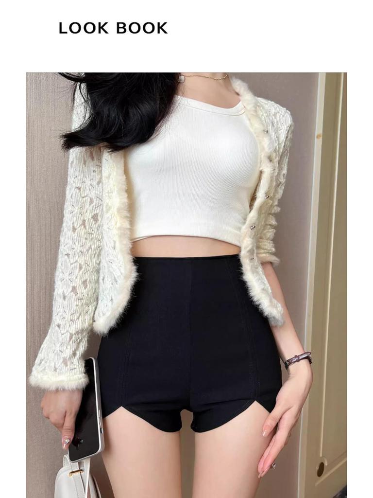Women's High-Waist Black Elastic Hot Pants for Autumn 2026