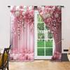 Versatile Polyester Transparent Curtains Home Decoration Pink Floral Use Bedrooms Living Rooms Set Of 2 Made Great Room Decor