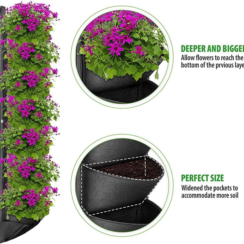 Vertical Hanging Garden Planter Flower Pot Pouch Layout Waterproof Wall Mount Hanging Flowerpot Bag Indoor Outdoor