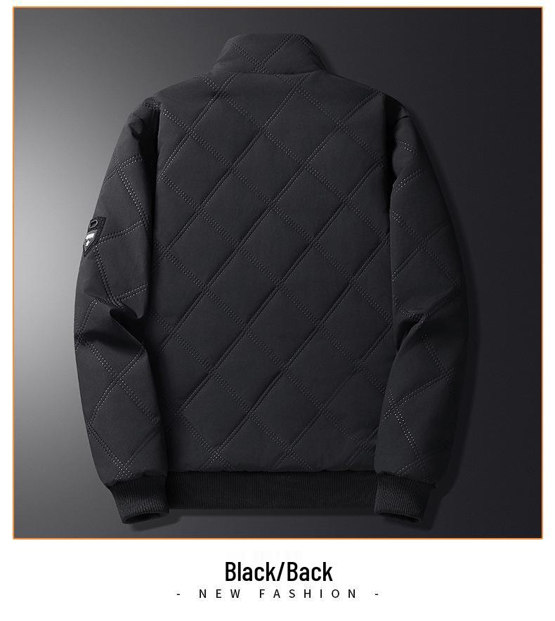 Herren Baumwollmantel Übergröße 2025: Neue Herbst/Winter Stehkragen, Samtgefüttert, Rautenmuster, Warme und Kälteabweisende Jacke