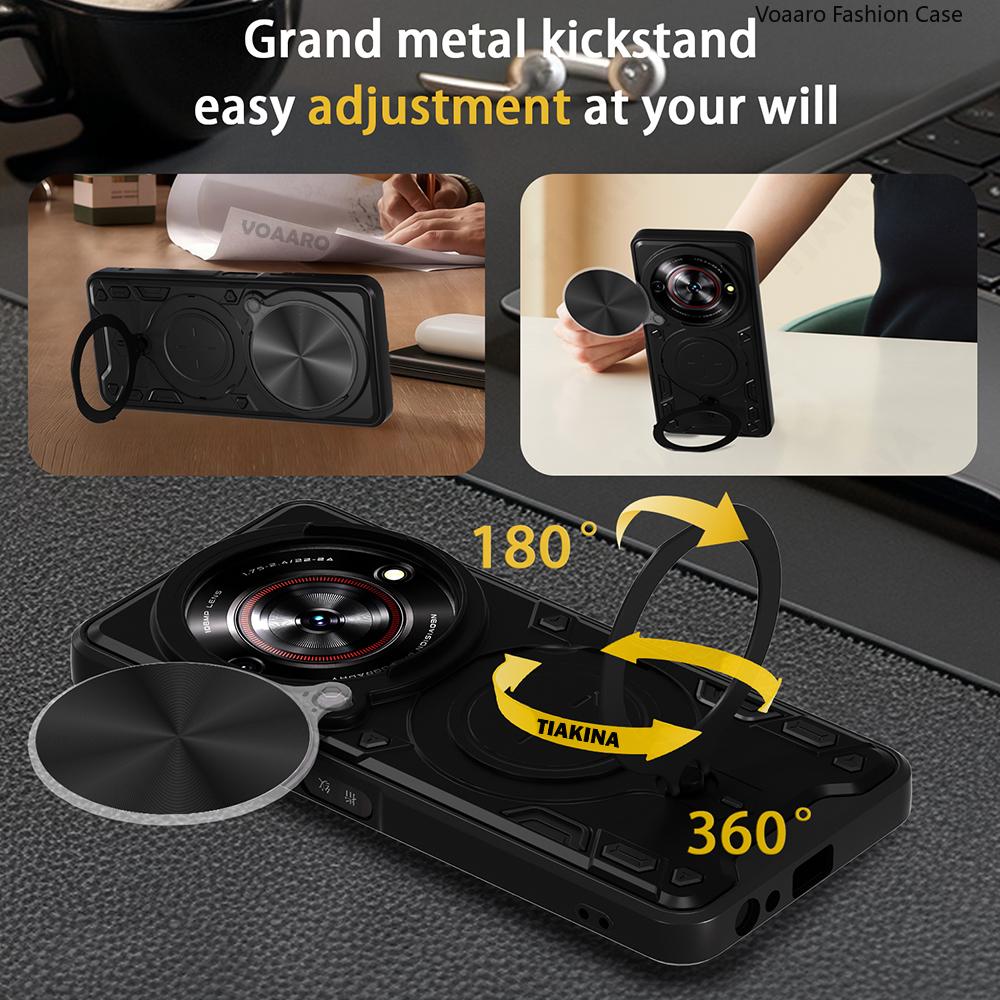 Rotate Slide Lens Funda for ZTE Nubia Focus 5G Armor Case for ZTE Blade A75 5G V60 Smart Case Magnetic Ring Stand Holder Cover