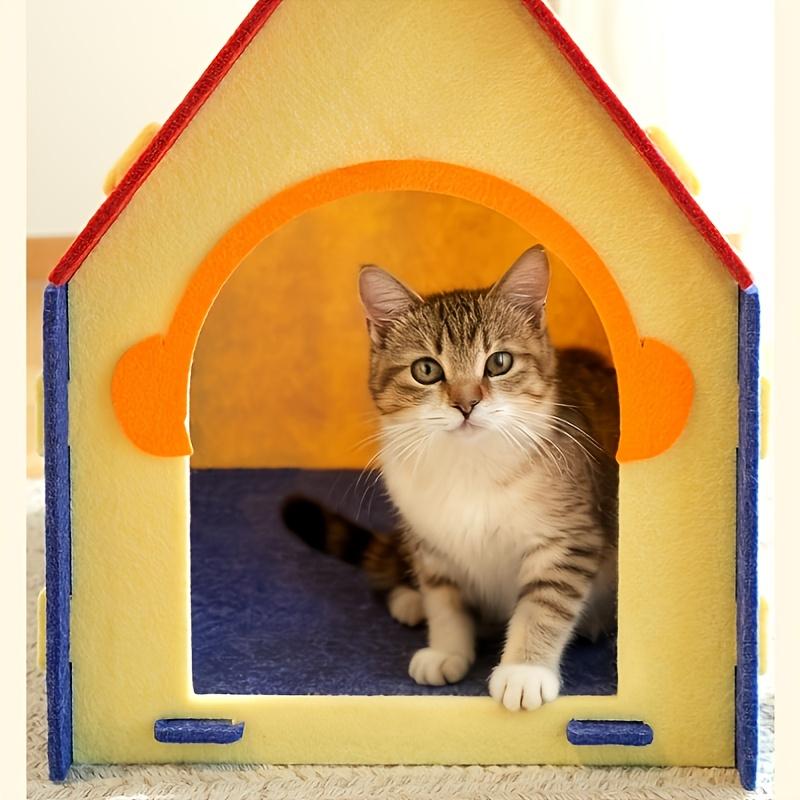 Handheld House Shape Cat Bed Felt Pet Nest Portable Cat Cave Home Pet Supplies Soft Resting House Kitten Household Pet Accessory