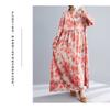 New Retro Printed Loose Belly Shading Mulle Lace Long Sleeve Dresses