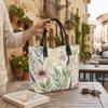  Floral Print Canvas Tote Bag Casual Large Capacity Daily Shoulder Handbag for Women