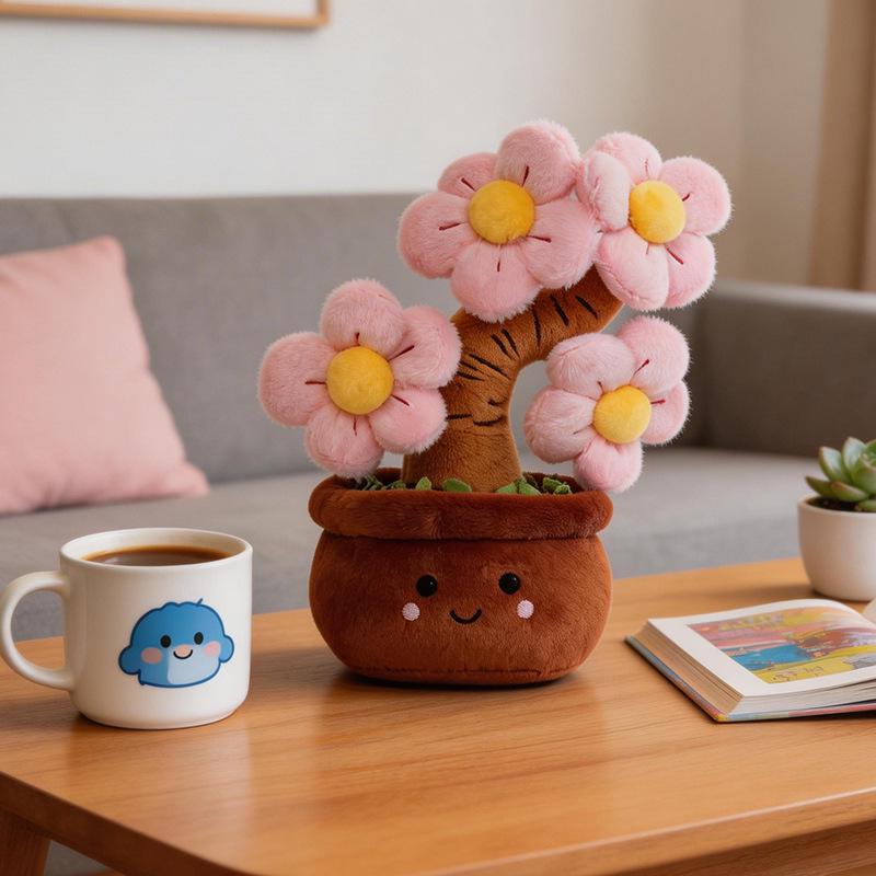 Simulated Potted Apple & Persimmon Tree Plush Ornament