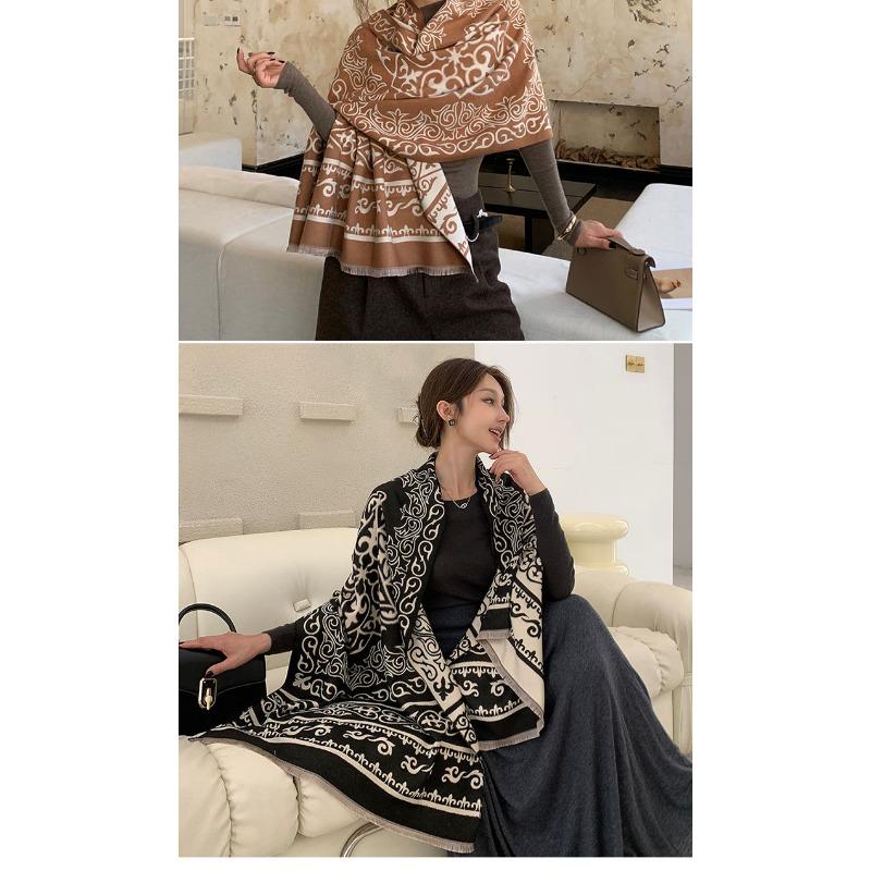 Women S Ethnic Style Faux Cashmere Scarf Warm Thick Travel Shawl
