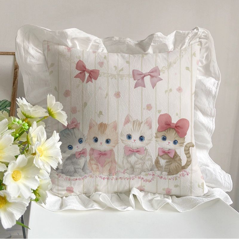 

Розовый чехол на подушку с бантом из роз, кружево в виде листьев лотоса, наволочка на диванную подушку с наполнителем, украшение для спальни