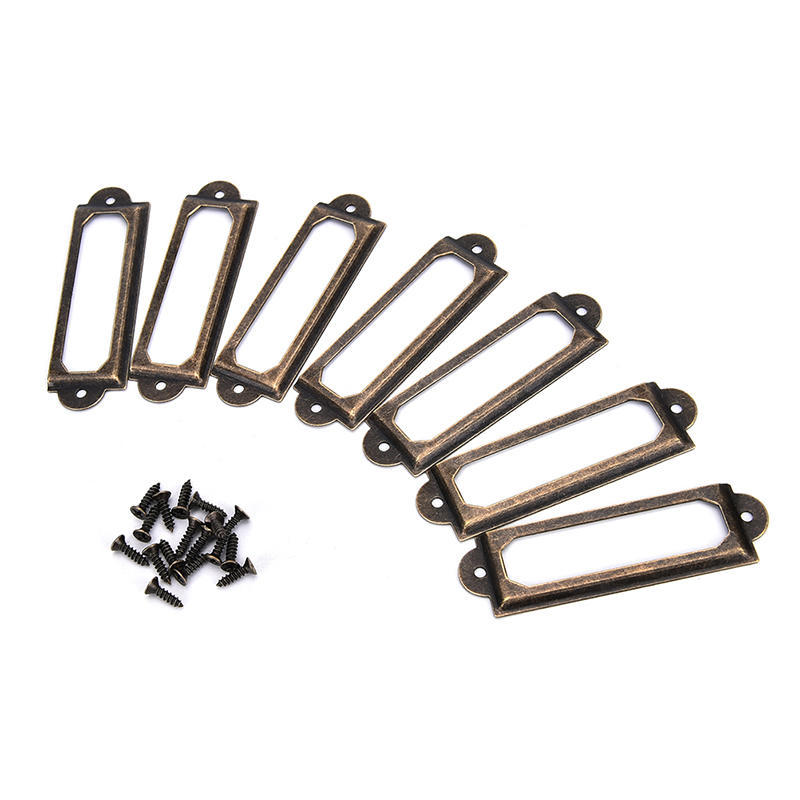 50 X Rám Zásuvka Box Pouzdro Skříňka Držáky Štítků na Karty 60X17Mm Staromosaz,