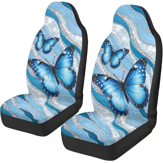 Purple Butterfly Galaxy Auto Car Seat Cover for Cars, Trucks, Vans, SUV, Vehicle Seat Cover Auto Saddle Blankets Driver Seat Protector Covers Full