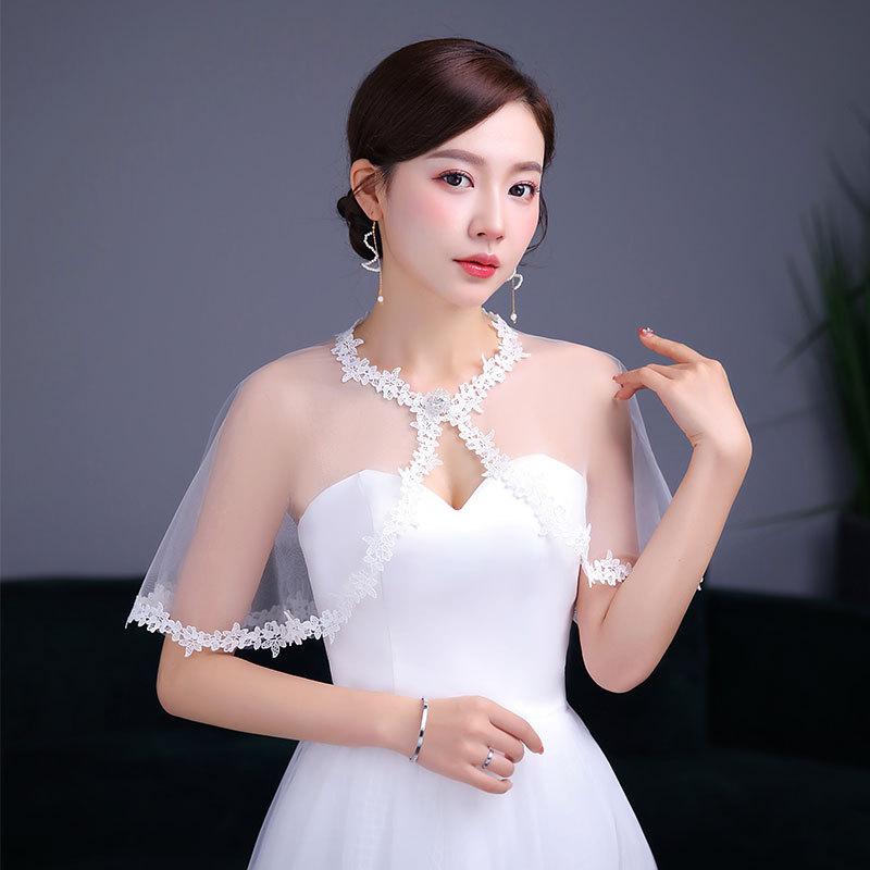 Korean Solid Color Thin Chiffon Women'S Sunscreen Shawl Summer Collocation Suspender Skirt With Diamond Buckle Lace Cloak V25