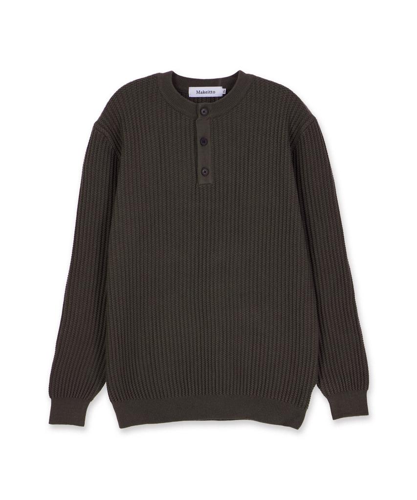 MAKEITTO Daily Viscose Henley Neck Knit_Gray