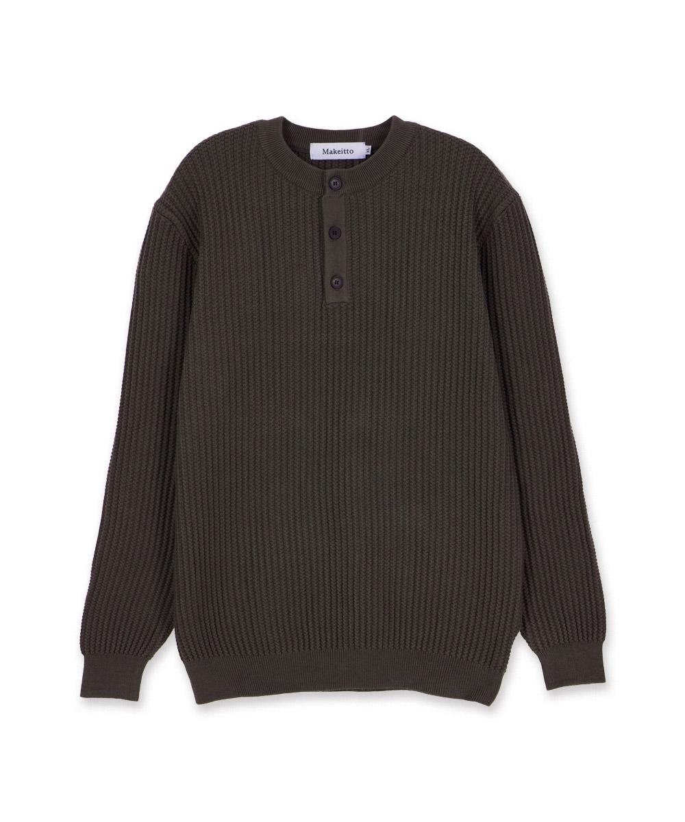 Make It Two Daily Viscose Henley Neck Knit_Gray L