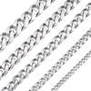 19.6 In Stainless Steel Tone Chain Cuban Men's Necklace Hip Hop Chain Trend Thick Wide Chain