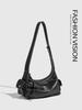 2025 Single Shoulder Retro Textured Handheld Bag for Women - Cool Spicy Girl Motorcycle Design