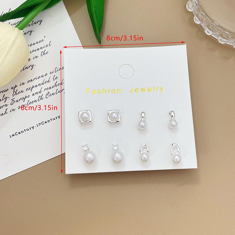 

Набор украшений из четырех предметов с белым искусственным жемчугом, серьги для женщин, классический романтический подарок для девушки