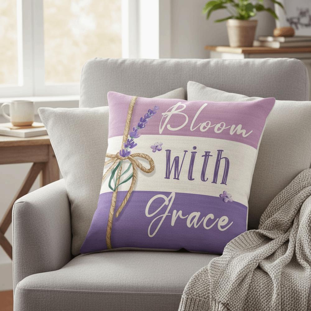 Polyester Material Cushion Cover Lavender Style Pattern Home Decor Pillowcase Home Decor