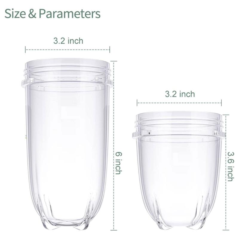 16oz and 12oz Cup Clear Plastic Blender Replacement Cup for 250W MB1001 Series