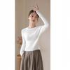White Core-spun Yarn Autumn and Winter New Round Neck Inner Top Long Sleeve White Knitted Bottoming Sweater