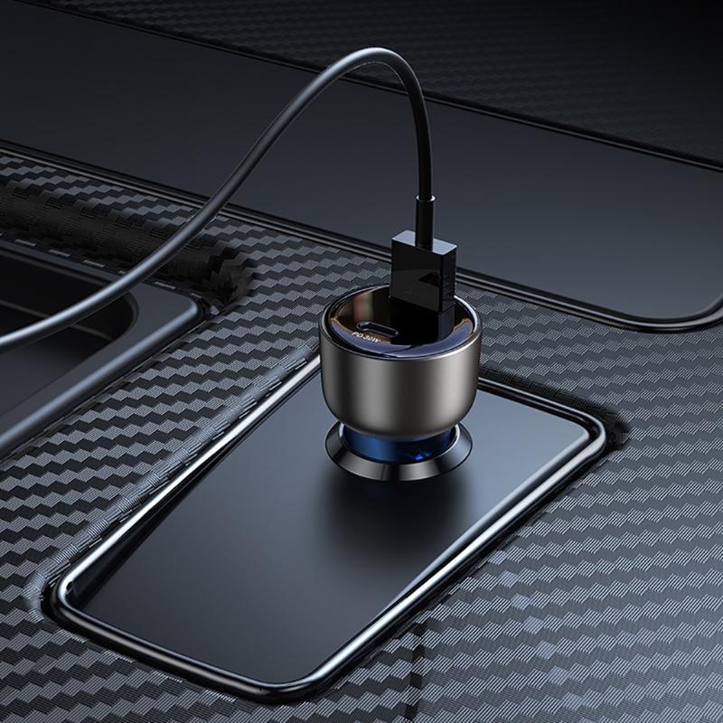 QC3.0 Car Charger Double Slot 48W USB-A Type C Charging Adapter Quick Car Cigarettes Lighter Charger
