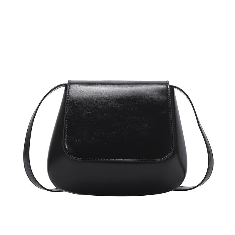 

New bag women s simple solid color chestnut bag niche design commuter saddle bag crossbody small square bag women чёрный