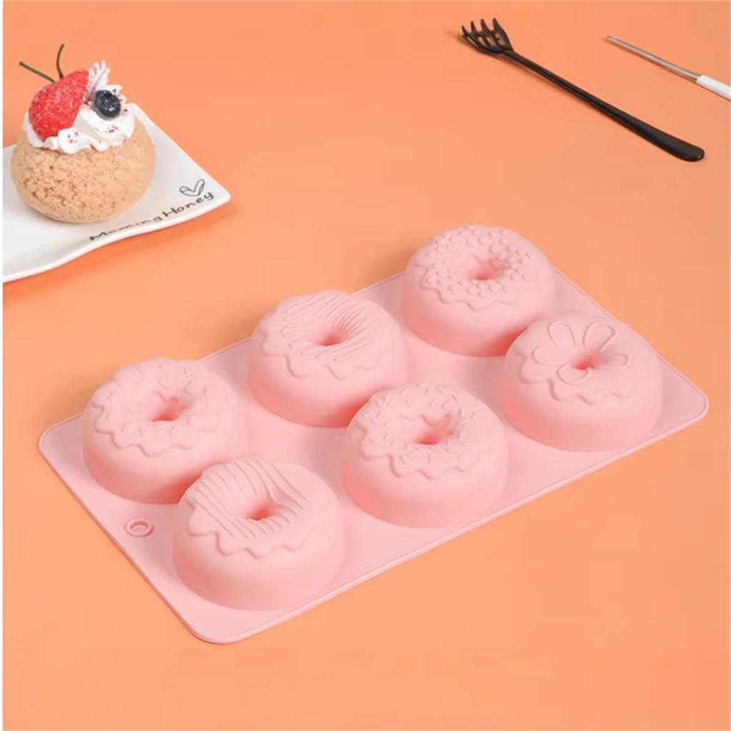 Silicone Donut Cake Pan 6-Cavity Silicone Fluted Tube Cake Pans,Non-Stick Silicone Molds for Donut,Jelly,Cupcake,Doughnut,Bread
