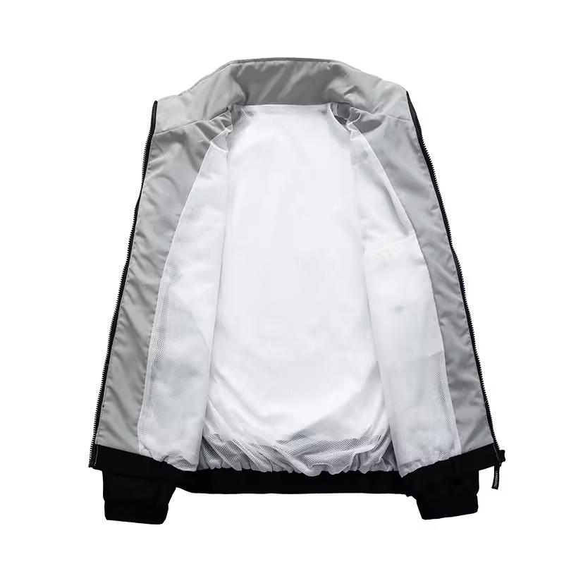 Men's Jackets Fashion Casual Color Contrast Round Neck Coat Version Loose Quality Comfortable Fabric Breathable