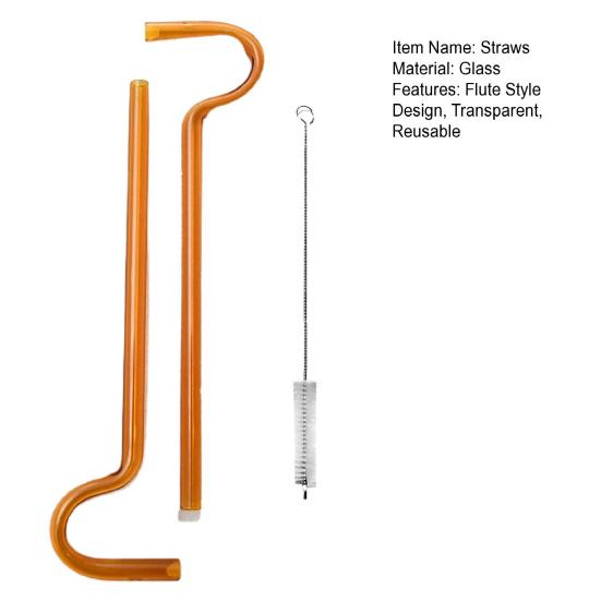 Lot de 2 pailles en verre teinté réutilisables avec brosse, bouchon amovible robuste pour boire de l'eau, fabrication soignée, pailles anti-rides pour les lèvres