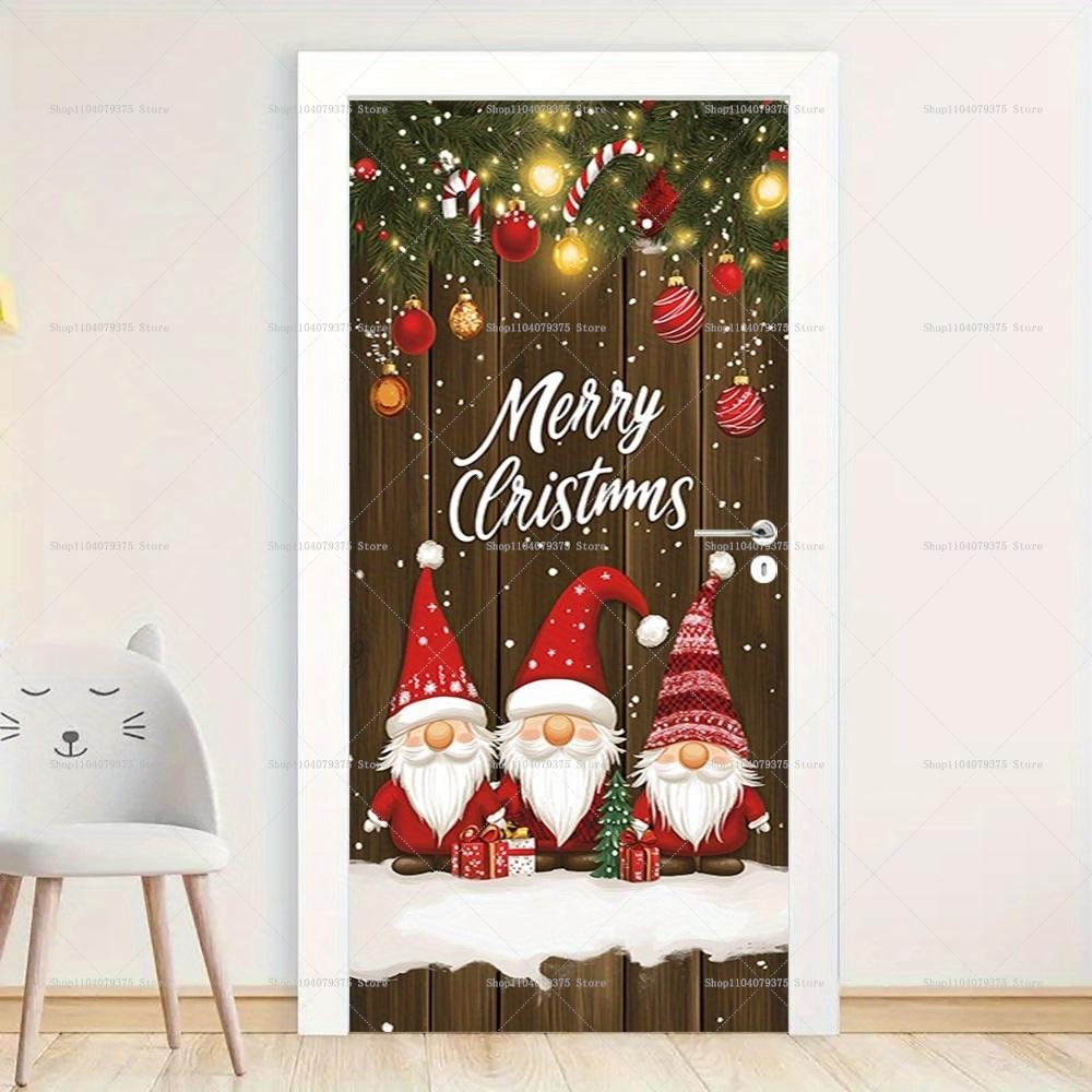 Christmas Old Man Door Banner Hanging Door Cover Banner Snowman Photography Background Indoor And Outdoor Porch Decoration