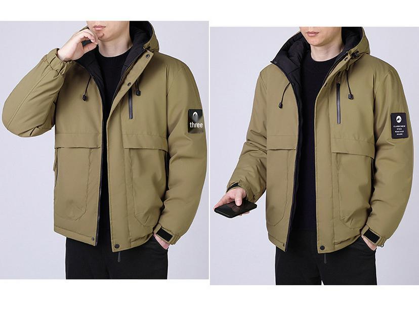 Men's Trendy Hooded Winter Jacket - Thick, Warm, Cotton-Padded Coat