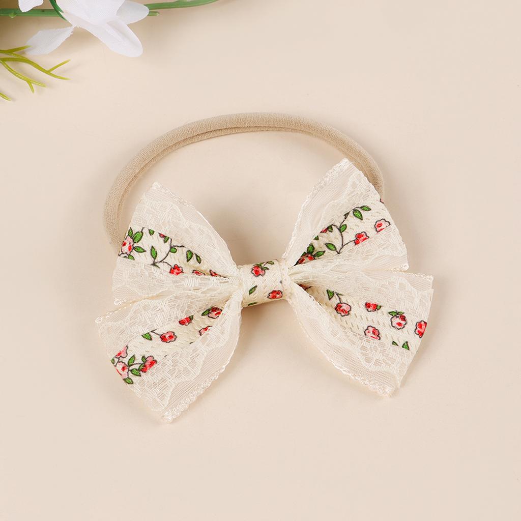European American Style Pink Red Lace Hair Bow Headbands Fashionable Flower Bowknot Hairbands for Baby Girls Made of Polyester