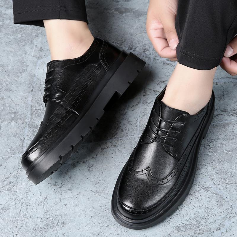 2024 Brand Spring Autumn Men Dress Shoes Lace Up Casual Black Leather Shoes Men Loafers Luxury Wedding Party Male Shoes Men