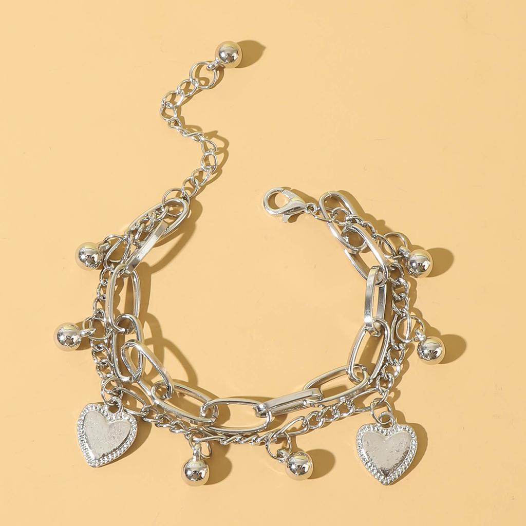 Cross border European and American peach heart super sparkling two-color bracelet, simple and elegant, versatile bracelet