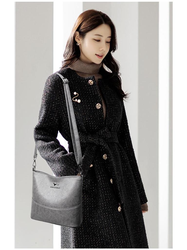 Women's 2025 Fashion Soft Leather Bucket Bag - Large Capacity, Practical Single Shoulder, Crossbody, and Underarm Bag