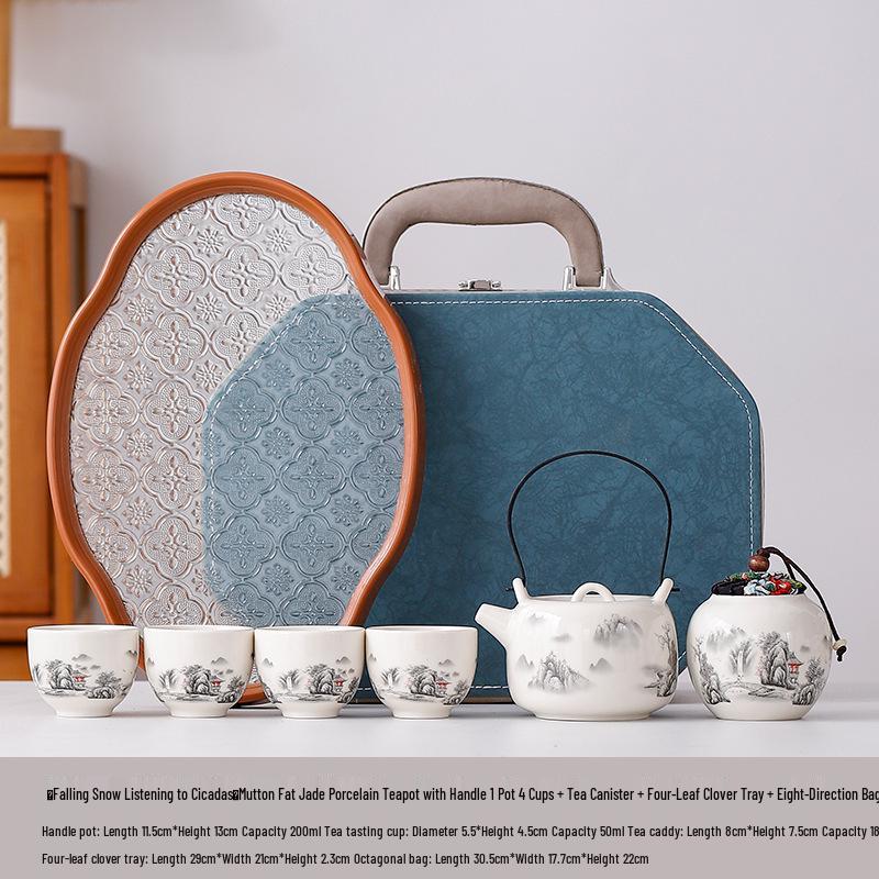 

Lightweight Luxury Travel Tea Set: Chinese Portable Quick-Brew Kettle with Exquisite Cup - Ideal Souvenir Gift
