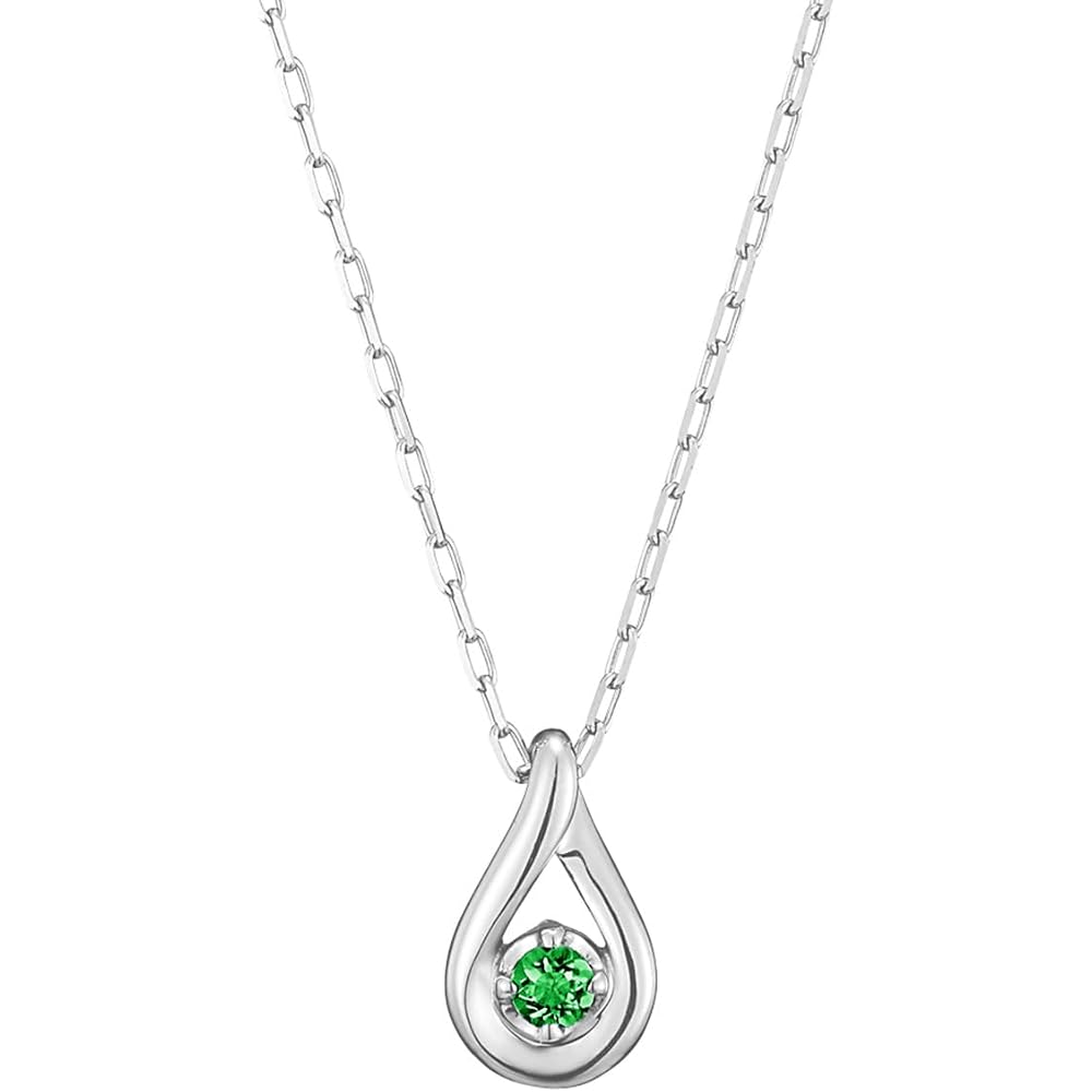 4℃ K10 White Gold Necklace May Birthstone 11182-612-3212-00-00 Women's Jewelry