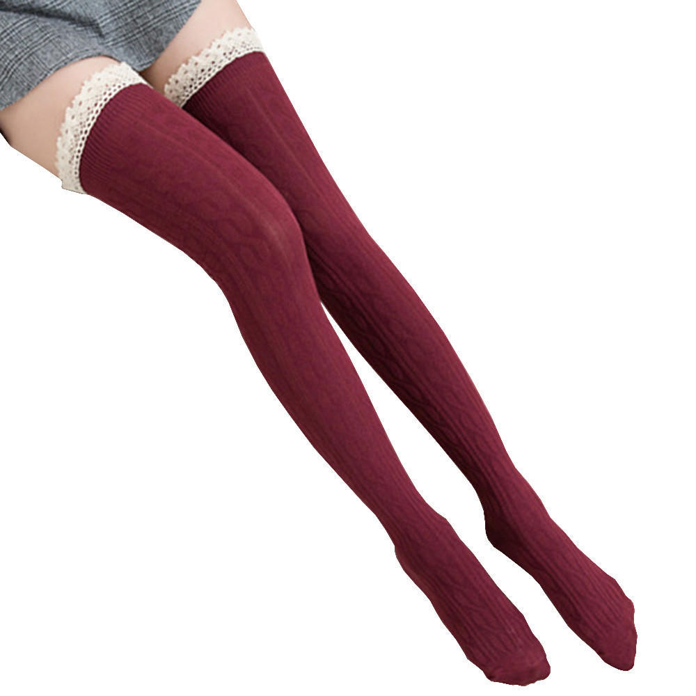 Women Over The Knee Long Socks Lace Thigh High Stocking Socks