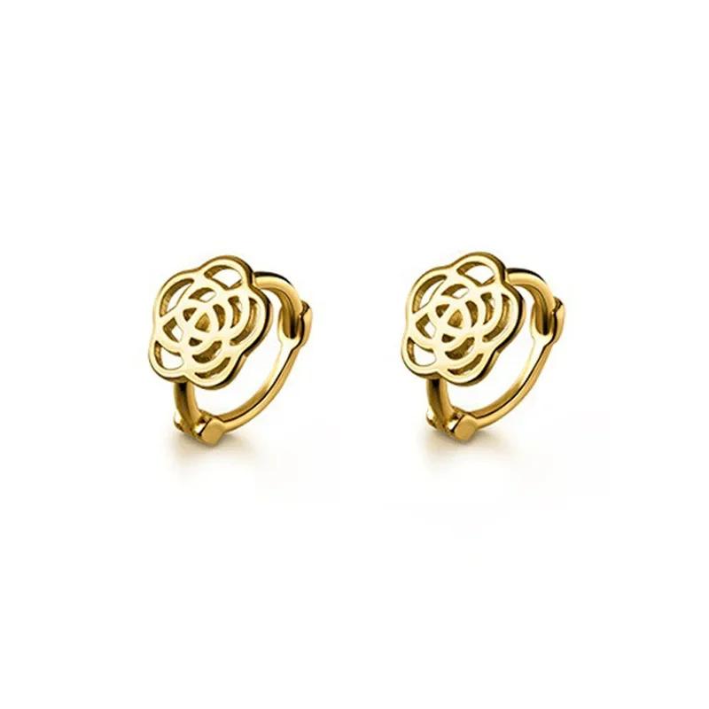 PONYKISS Silver Colorful Rose Cute Plant Stud Earring for Women Minimalist Fine Piercing Screw Bead Accessories