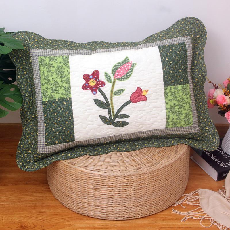Soft and Comfortable Pillowcase Skin Friendly Breathable Fashionable Rustic Style Quilted Fabric Pillowcase Bedroom Decoration