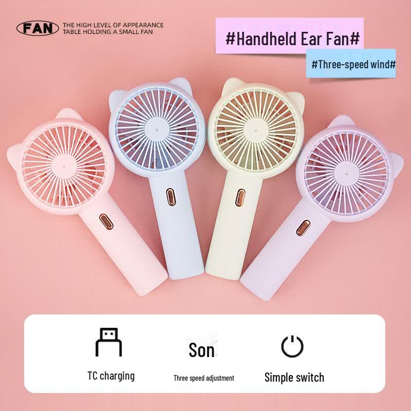 Cool Cartoon Cat Ear Handheld Mini Fan Standard