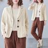 Damen Baumwolle Leinen Blazer Oberbekleidung Koreanische Weibliche Kurze Lange Ärmel Anzugmantel Frühling Herbst Damen Locker Sitzende Blazerjacke