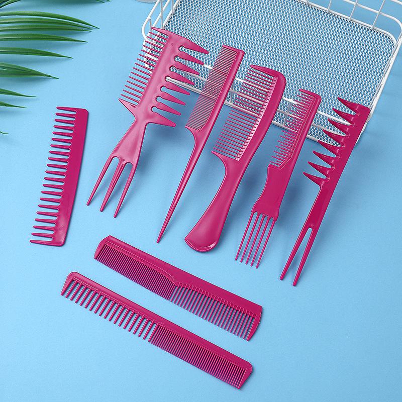 Retro Hairdressing Comb Set: 8-Piece Wide-Tooth & Oil Combs for Home Haircuts