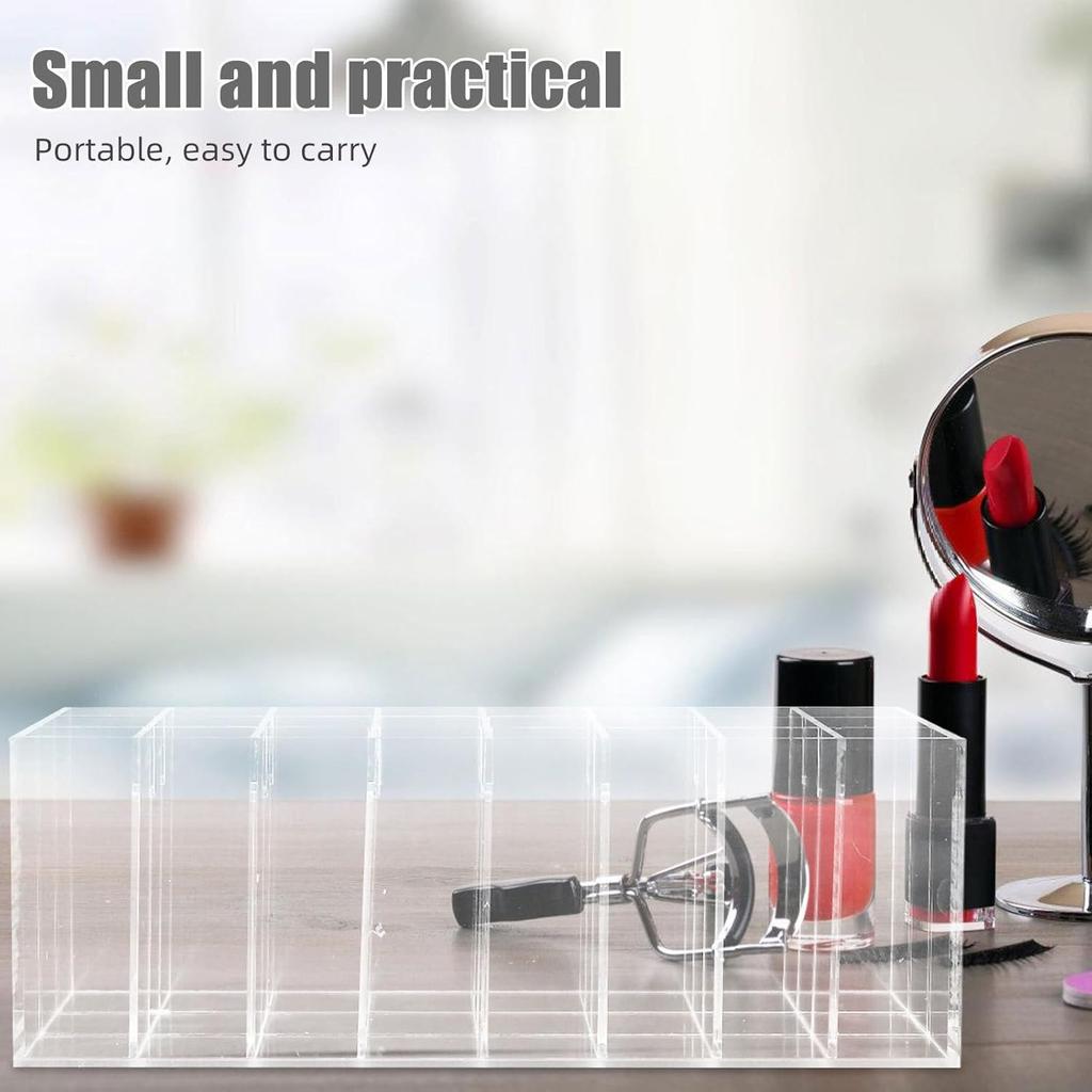 24 Slot Acrylic Lipstick Organizer - 8.3X3.5 Clear Compact Lip Gloss Perfume Sample Mascara Holder - Lipstick Storage Box Makeup Display Lip Gloss