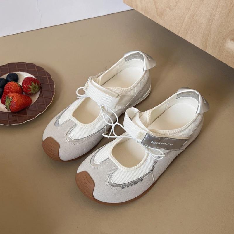 Women's Shoes Spring and Summer Lace-up New Color Matching Casual Sports Shoes Flat Heel Retro Student