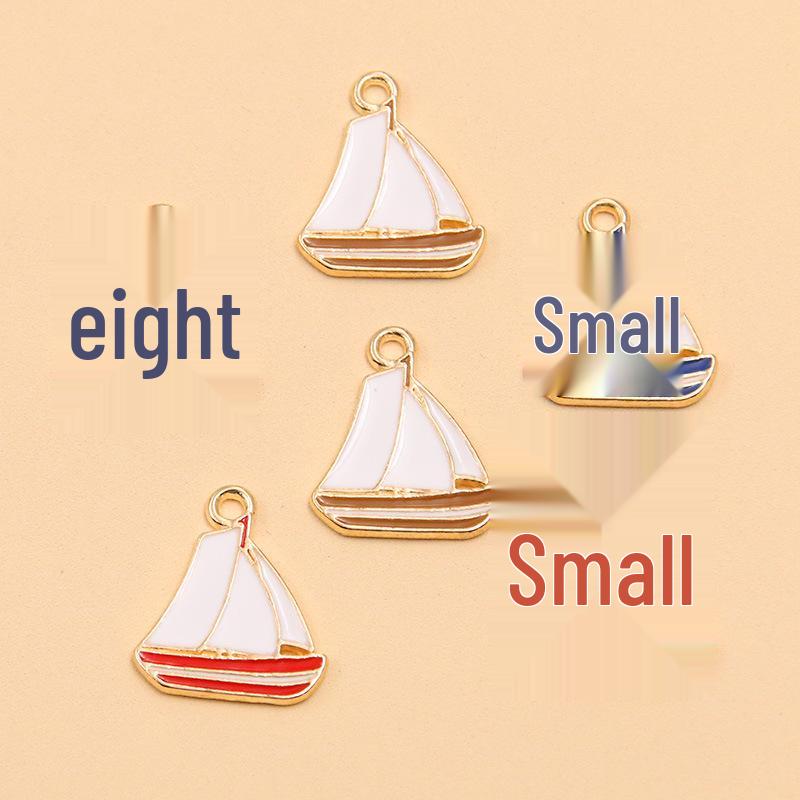 Nautical Series: 5 Alloy Enamel Pendants - Anchor, Lifebuoy, Sailboat for DIY Jewelry