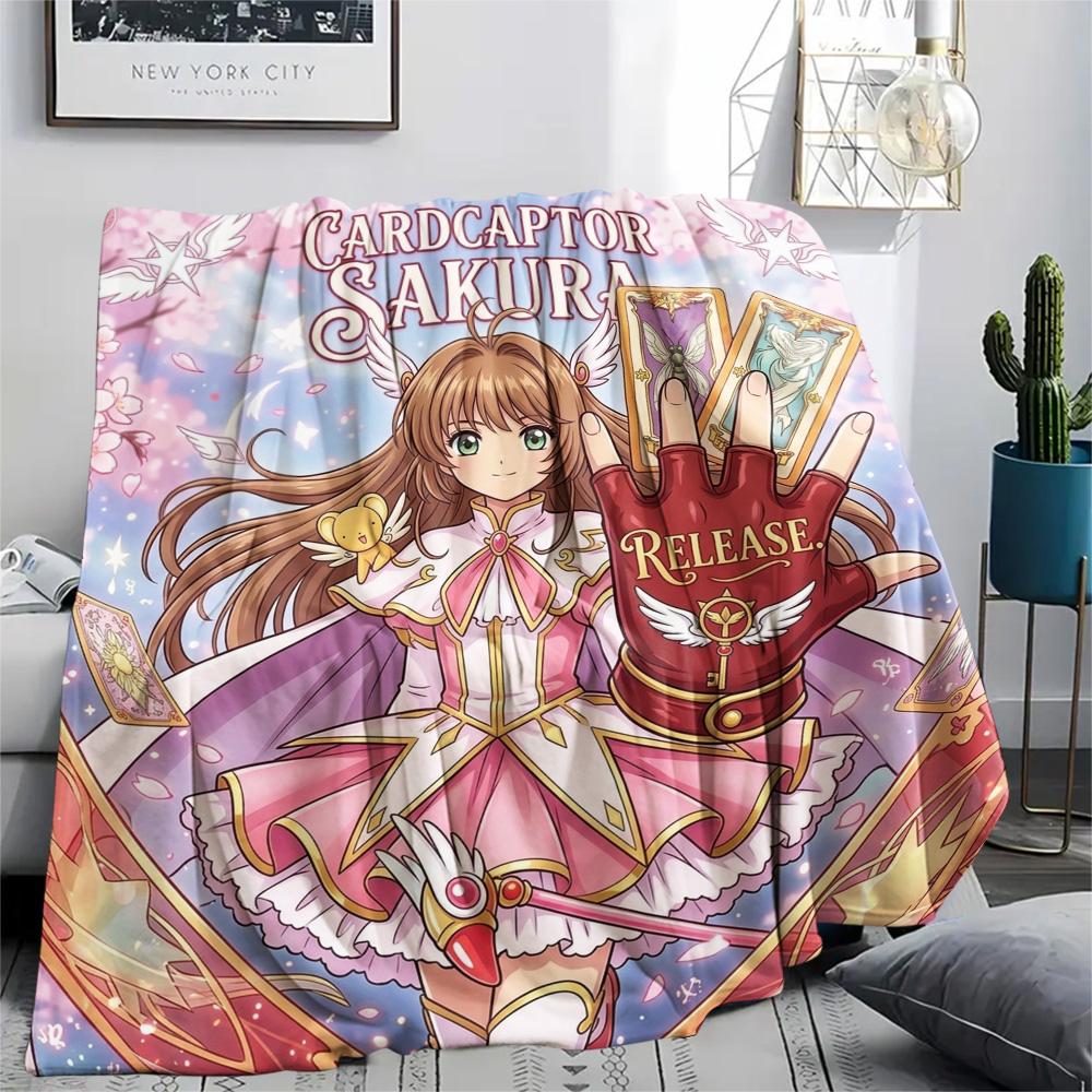 1PC Cardcaptor Sakura Patterned Flannel Blanket Suitable For All Seasons For Home Decor Warmth And Comfort Gifts Holiday Present