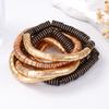 Hip-hop punk style metal and wood alternating splicing tubular multi-layer light luxury high-end design bracelet female